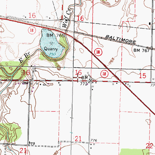 Topographic Map of Township of Hopewell, OH