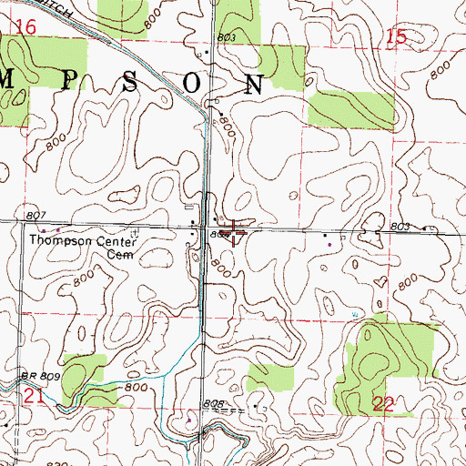 Topographic Map of Township of Thompson, OH