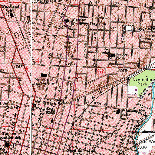 Topographic Map of City of Canton, OH