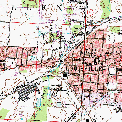 Topographic Map of City of Louisville, OH