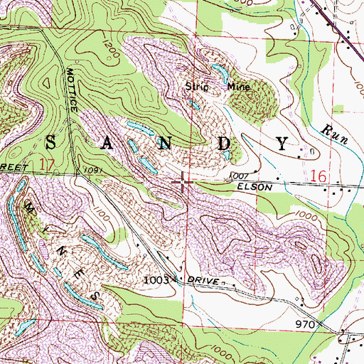 Topographic Map of Township of Sandy, OH