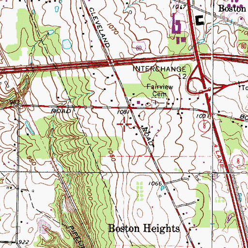 Topographic Map of Village of Boston Heights, OH