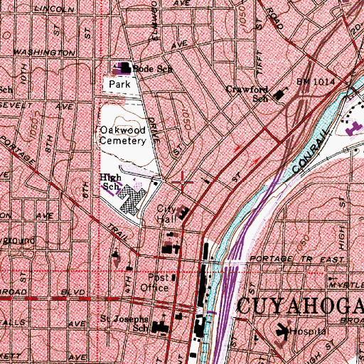 Topographic Map of City of Cuyahoga Falls, OH