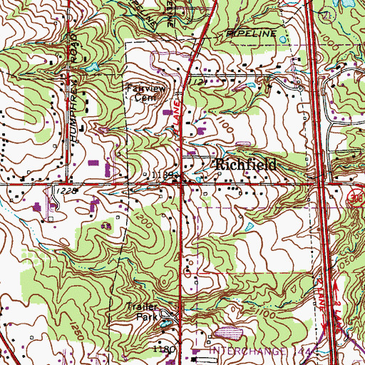 Topographic Map of Township of Richfield, OH