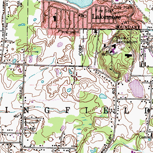 Topographic Map of Township of Springfield, OH