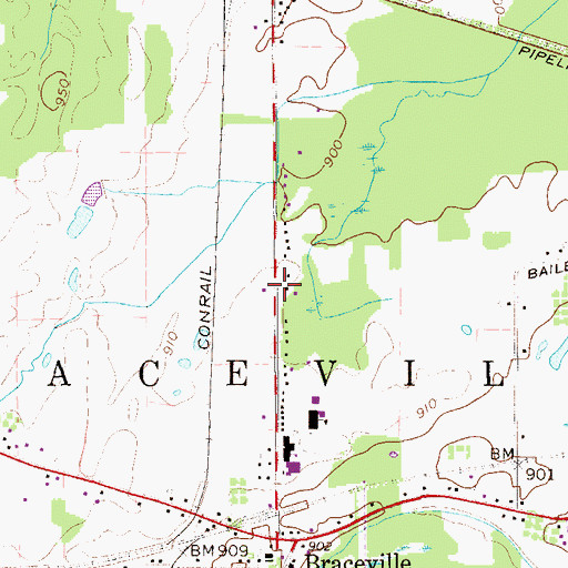 Topographic Map of Township of Braceville, OH