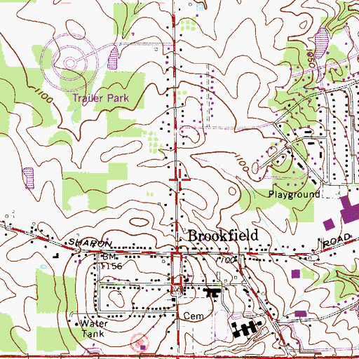 Topographic Map of Township of Brookfield, OH
