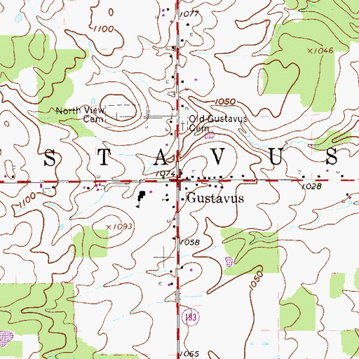 Topographic Map of Township of Gustavus, OH