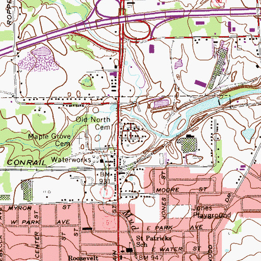 Topographic Map of Township of Hubbard, OH