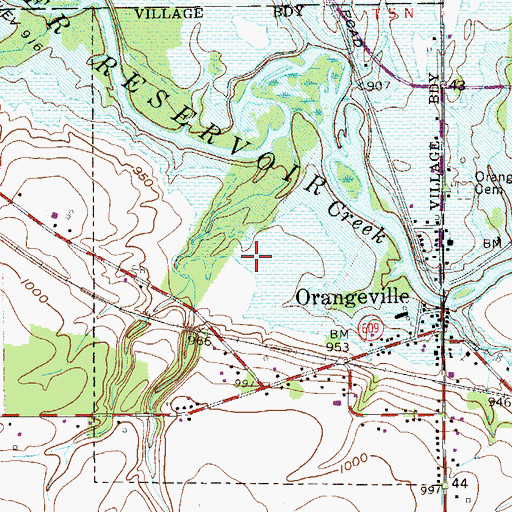 Topographic Map of Village of Orangeville, OH