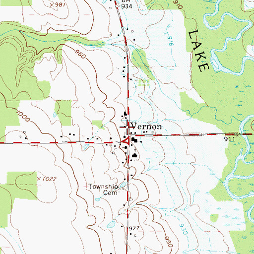 Topographic Map of Township of Vernon, OH