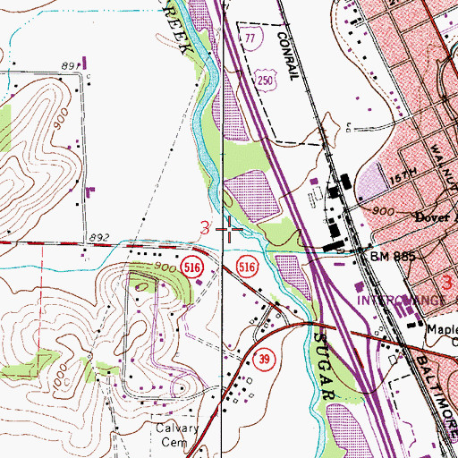 Topographic Map of Township of Dover, OH
