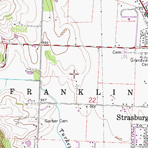 Topographic Map of Township of Franklin, OH