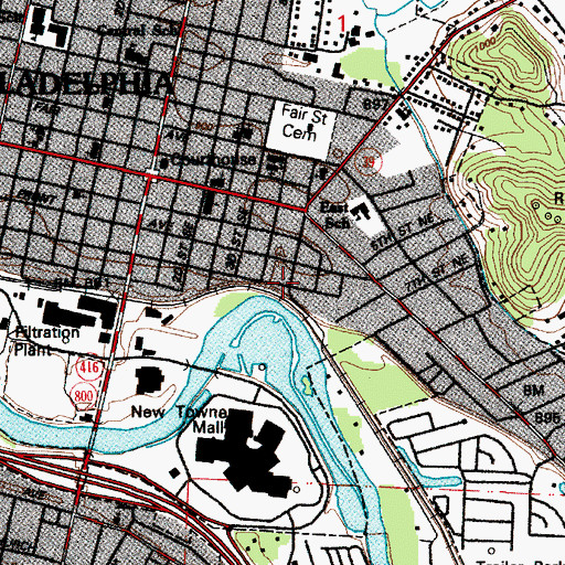Topographic Map of City of New Philadelphia, OH