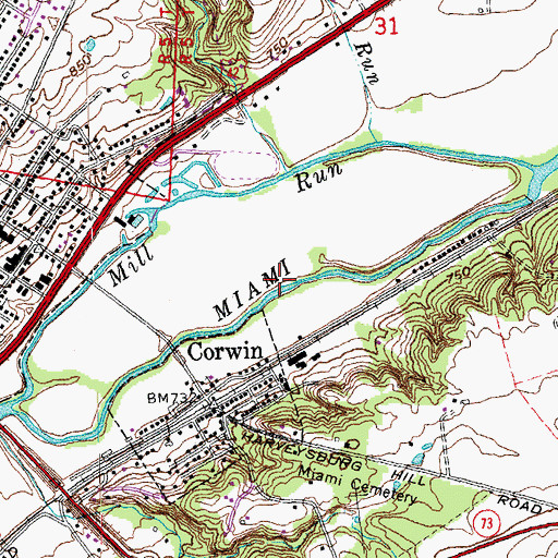 Topographic Map of Township of Wayne, OH