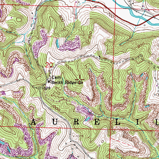 Topographic Map of Township of Aurelius, OH