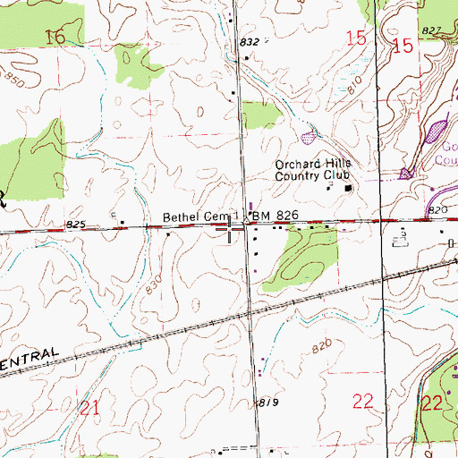 Topographic Map of Township of Center, OH