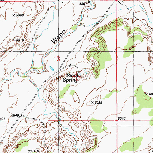 Topographic Map of Sand Spring, AZ