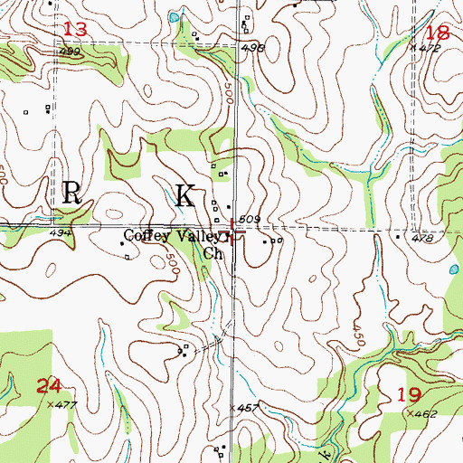 Topographic Map of Coffey Valley Church, OK