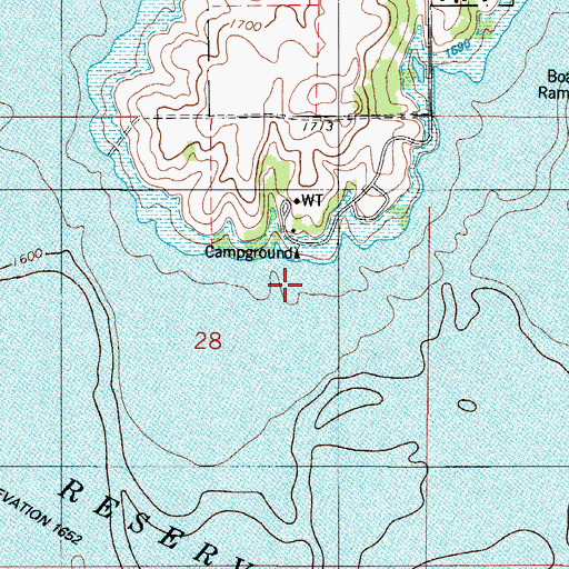 Topographic Map of Foss Reservoir, OK