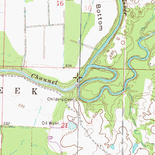 Topographic Map of Old Channel Verdigris River, OK