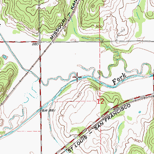 Topographic Map of Opossum Creek, OK