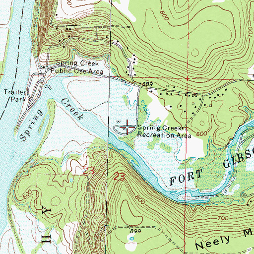 Topographic Map of Spring Creek Recreation Area, OK
