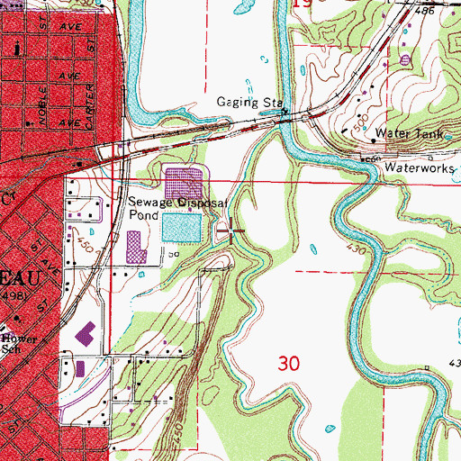Topographic Map of Town Creek, OK