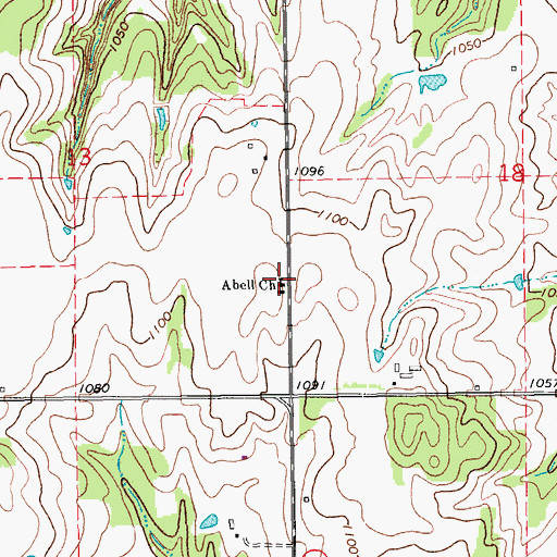 Topographic Map of Abell Church, OK