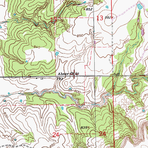 Topographic Map of Abner Church, OK