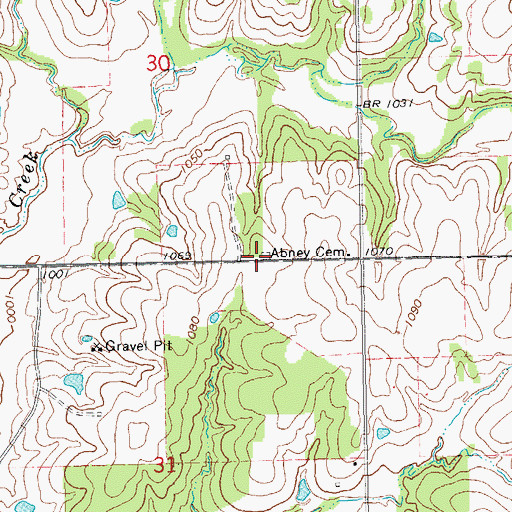 Topographic Map of Abney Cemetery, OK