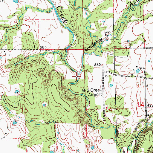 Topographic Map of Academy Creek, OK