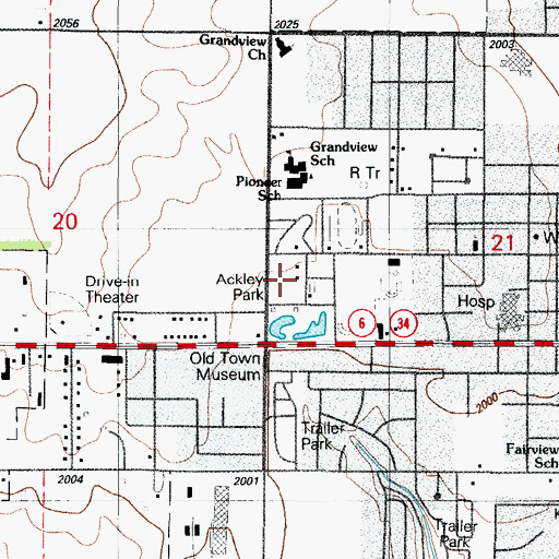 Topographic Map of Ackley Park, OK