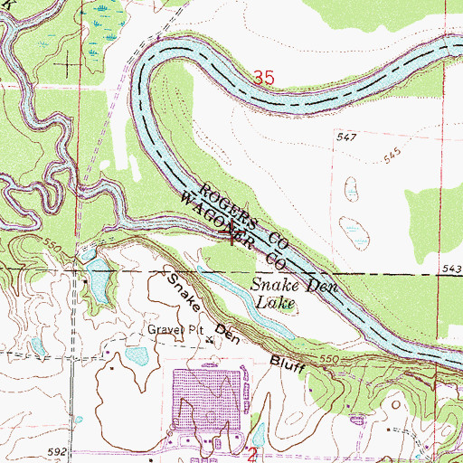Topographic Map of Adams Creek, OK
