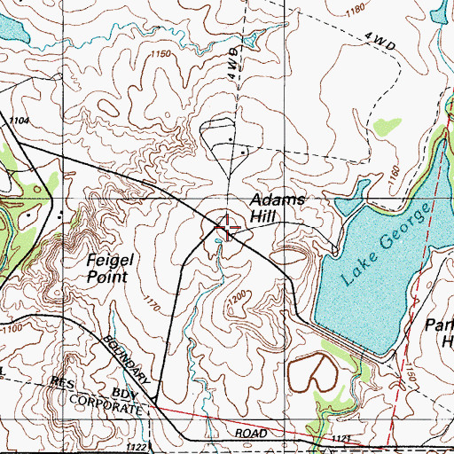 Topographic Map of Adams Hill, OK