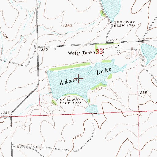 Topographic Map of Adams Lake, OK