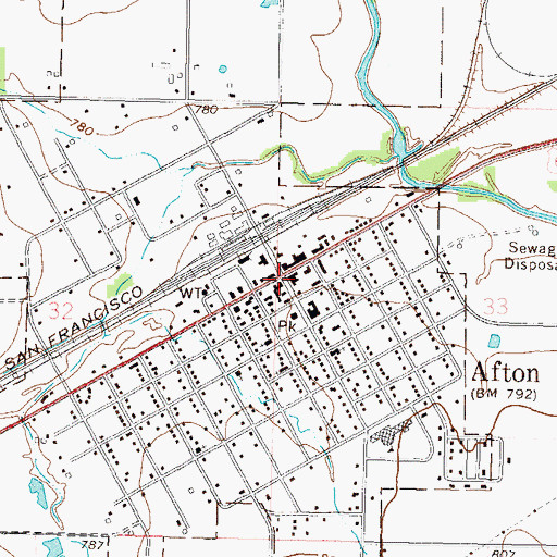 Topographic Map of Afton, OK