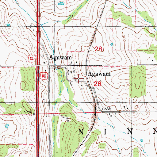 Topographic Map of Agawam, OK