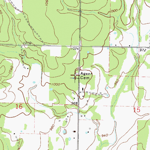 Topographic Map of Agent Cemetery, OK