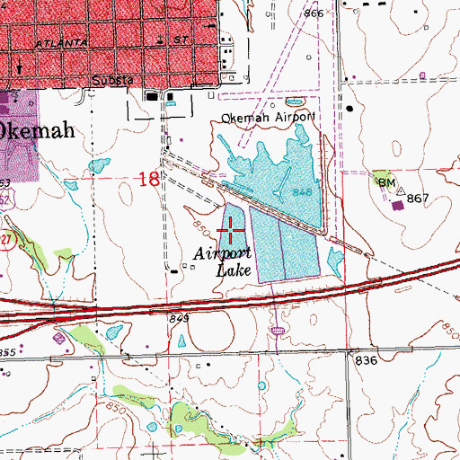 Topographic Map of Airport Lake, OK