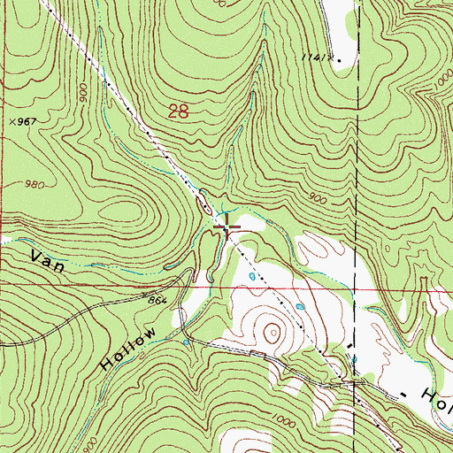 Topographic Map of Akins Hollow, OK