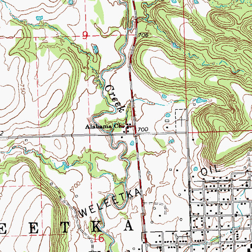 Topographic Map of Alabama Church, OK