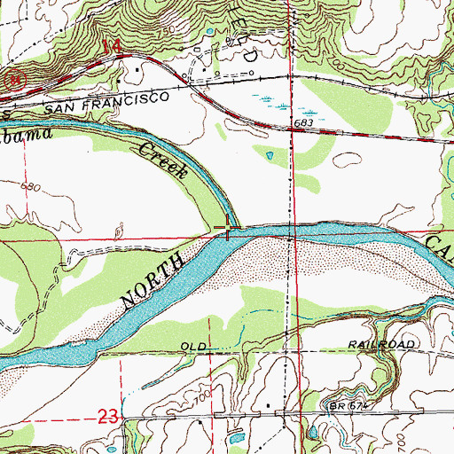 Topographic Map of Alabama Creek, OK