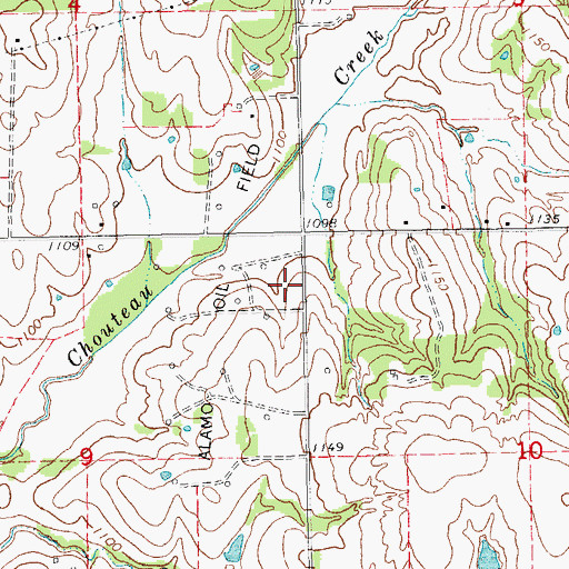 Topographic Map of Alamo Oil Field, OK