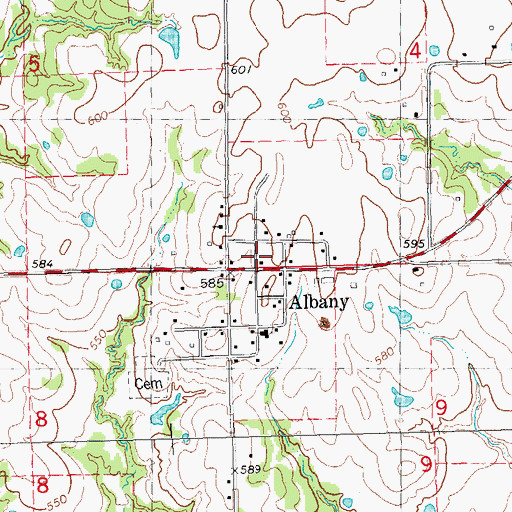 Topographic Map of Albany, OK
