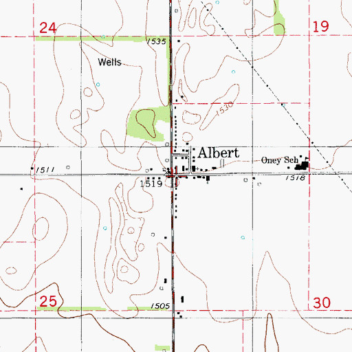 Topographic Map of Albert, OK
