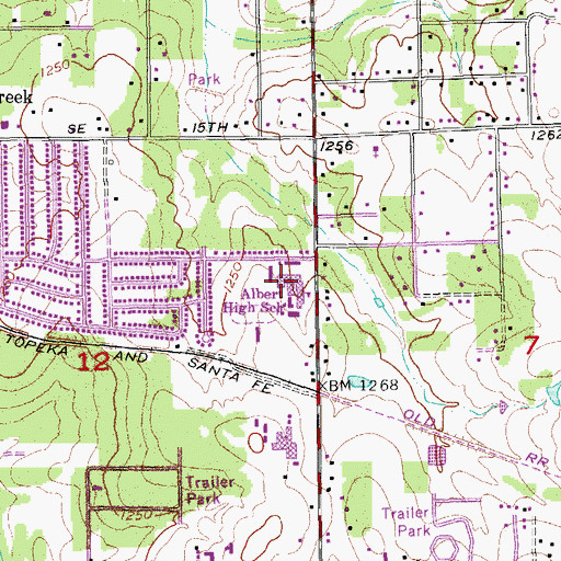 Topographic Map of Carl Albert High School, OK