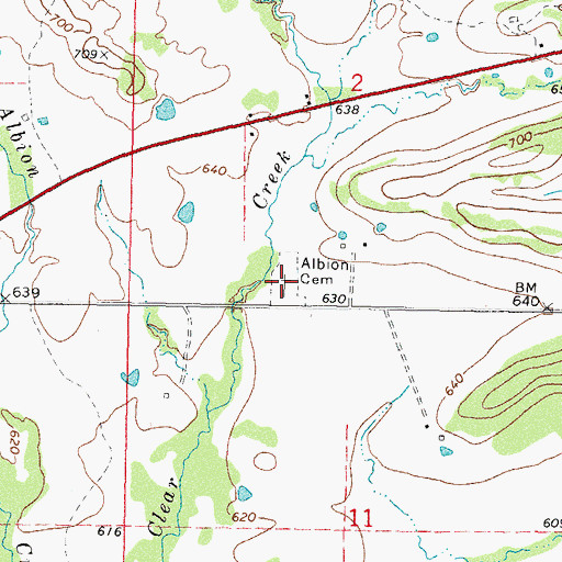 Topographic Map of Albion Cemetery, OK