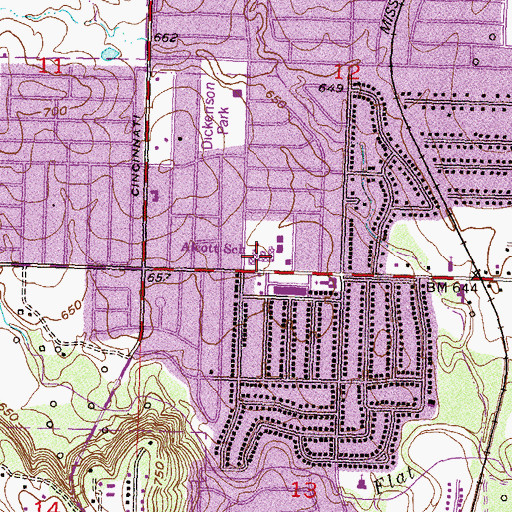 Topographic Map of Alcott Elementary School, OK