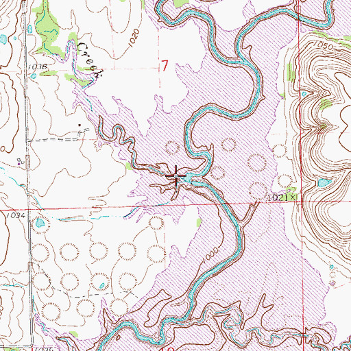 Topographic Map of Aleck Creek, OK